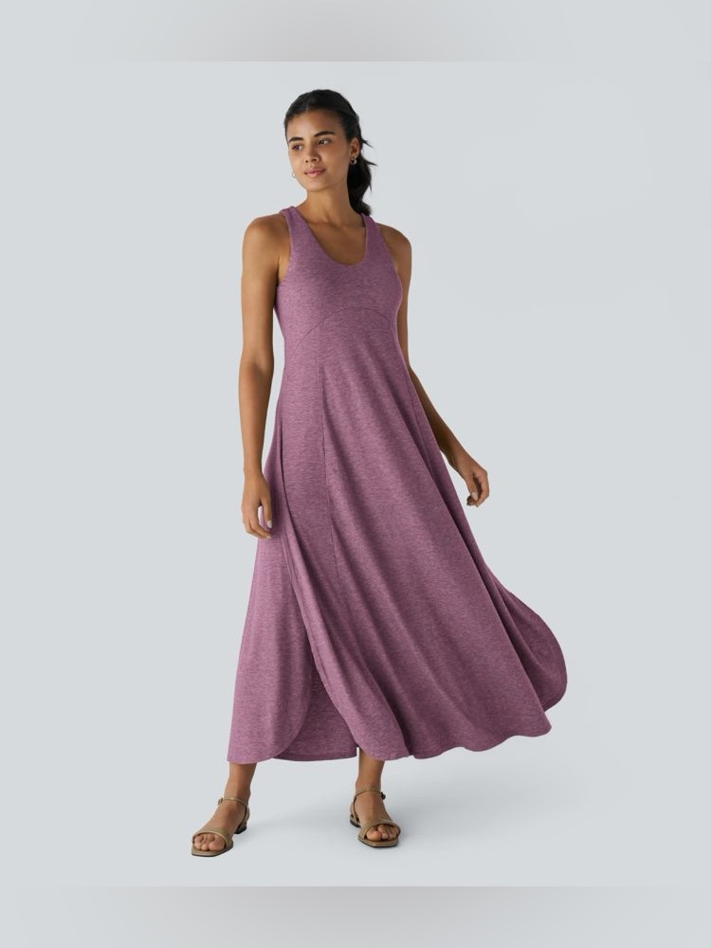 Halara U Neck Flowy Maxi Casual Mauve  Tank Dress, Size M - Picture 2 of 9